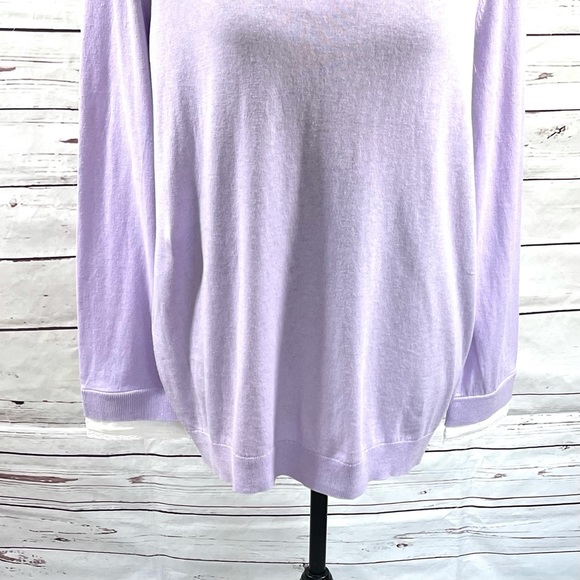 Talbots Lace Collar Pullover Sweater Purple Cotton/ Silk Trim Plus Size 1X - Picture 3 of 9